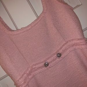 Bubble gum pink Zara dress with diamond buttons